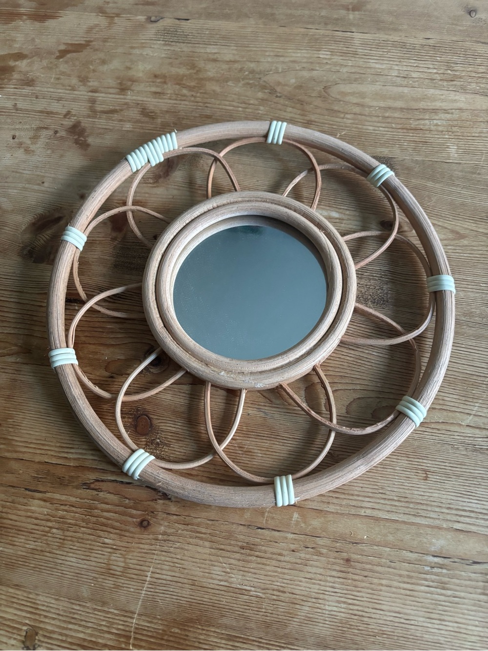 Stunning Vintage Boho Rattan Wall Mirror